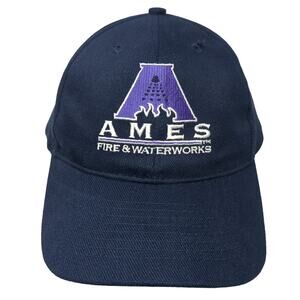 AMES Fire & Waterworks Baseball Cap Blue OS Adjustable Embroidered Headmost